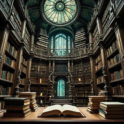 Surreal Ancient Library of Floating Spells
