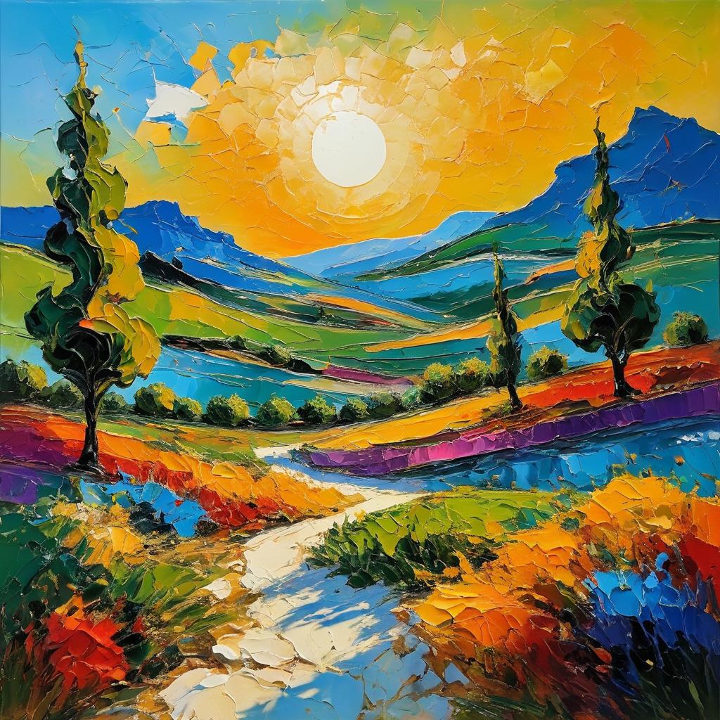 Vibrant Impasto Landscape Inspired by Dalí