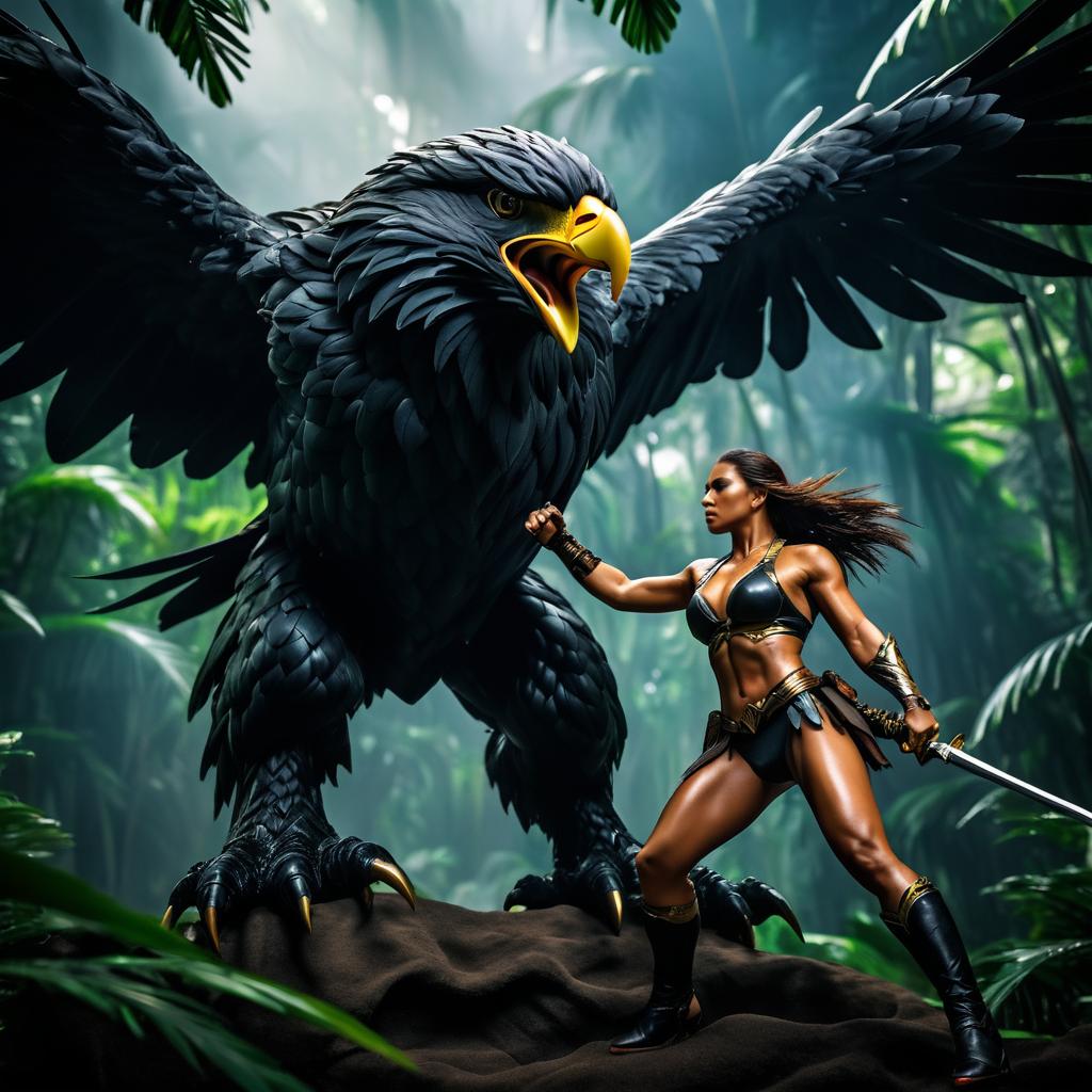 Epic Jungle Showdown: Fighter vs Eagle