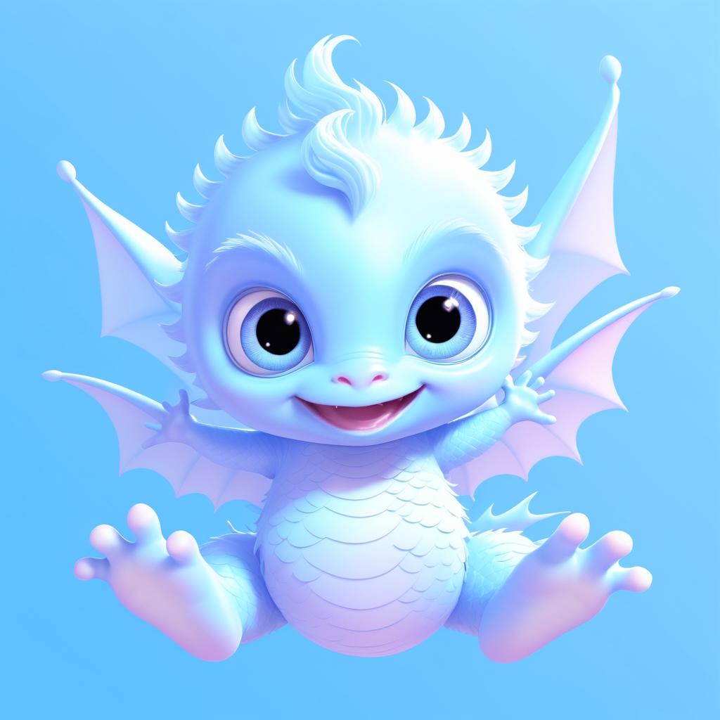 Playful Baby Monster in Pastel Blues