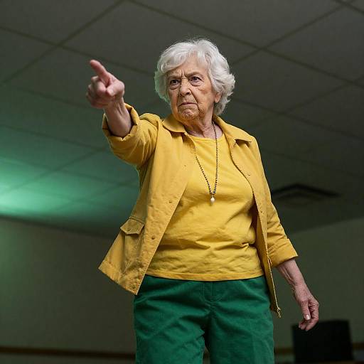 Fierce Elderly Woman Pointing Forward