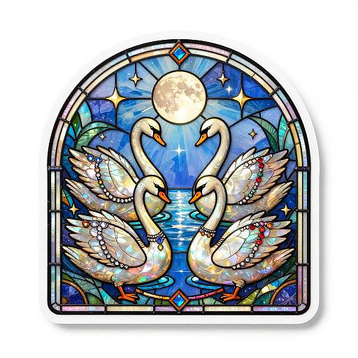 Art Deco Swan Courtiers Illustration