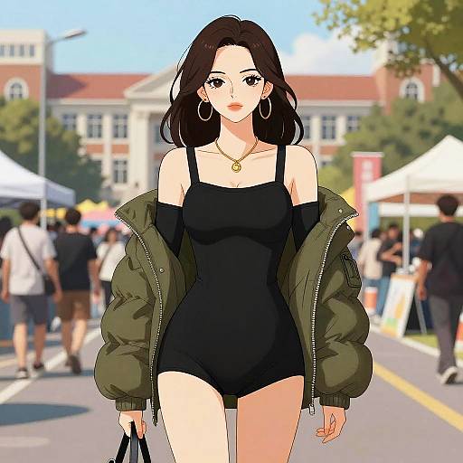 Streetwear Chic Woman at Music Festival