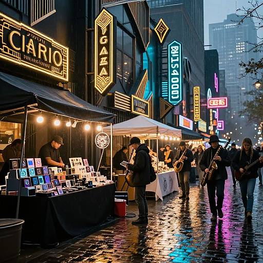 Cyberpunk Art Deco Street Market