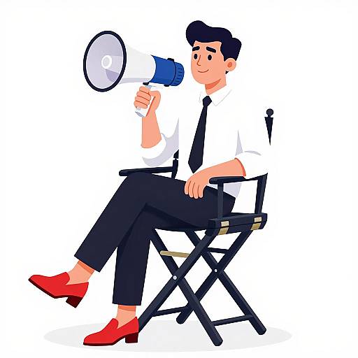 Stylish Director with Megaphone Illustration