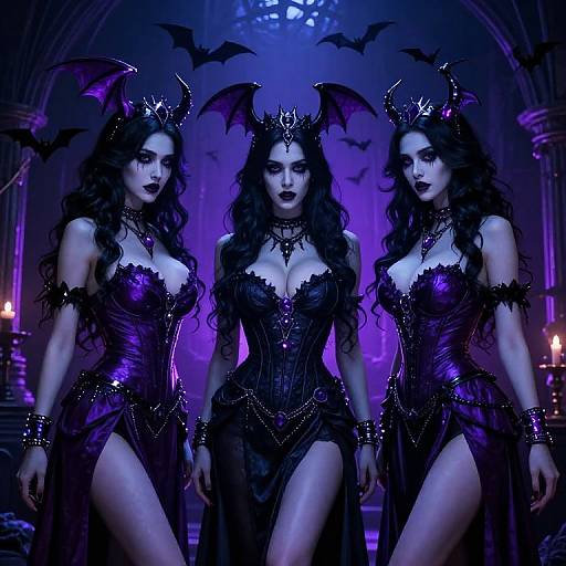 Neon-Lit Evil Witches Summoning