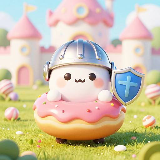 Adorable Donut Warrior Cartoon