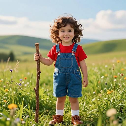 Joyful Girl in Sunny Meadow