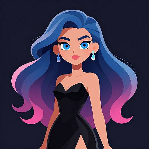 Stylized Woman with Flowing Hair