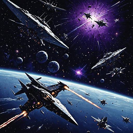 Space Battle with Crustacean-Style Destroyers