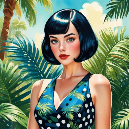 Retro Pin-Up Portrait in Tropical Paradise