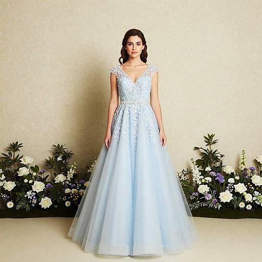Elegant Woman in Soft Blue Gown