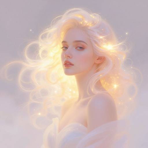 Ethereal Woman with Glowing Hair