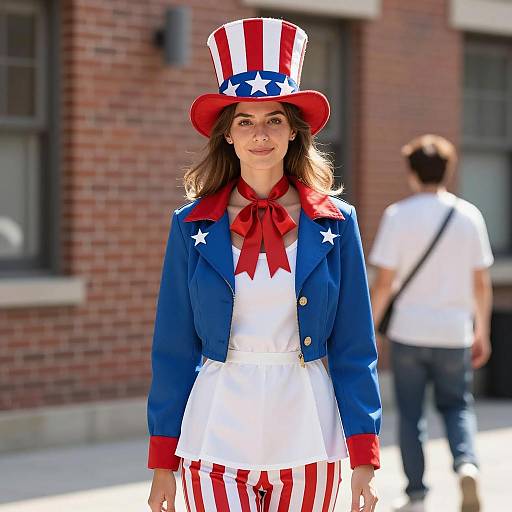 Woman in Patriotic USA Fancy Dress Costume