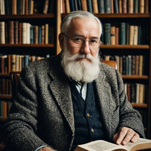 Elderly Man Reading in Antique Library