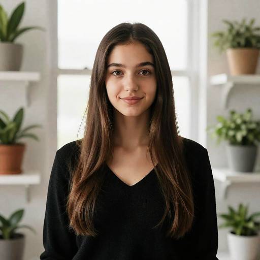 Young Woman Portrait with Plants