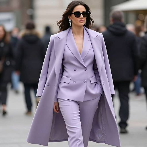 Confident Woman in Chic Lavender Suit