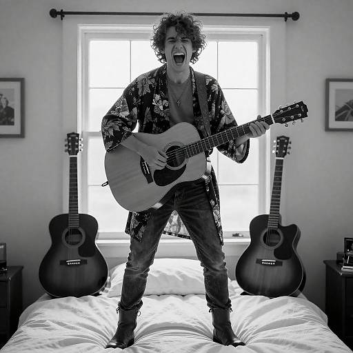 Mid-Scream Moment with Acoustic Guitar