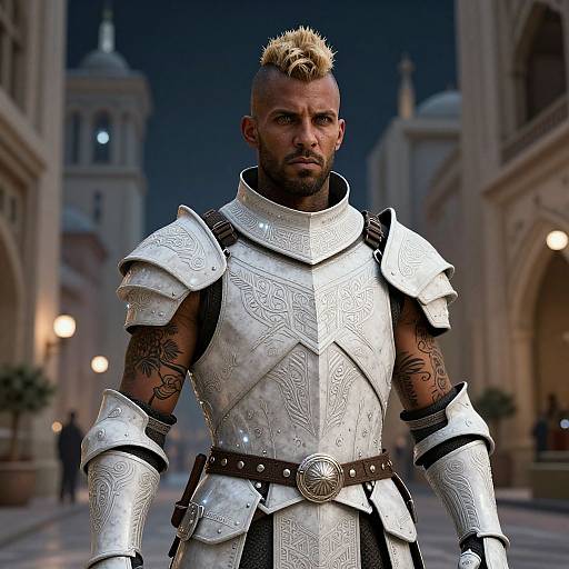 Futuristic Cyberpunk Knight in Arabian City