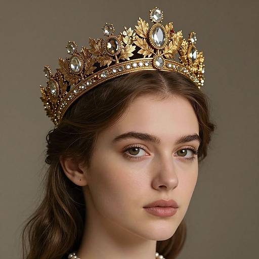 Regal Woman with Vintage Gold Crown