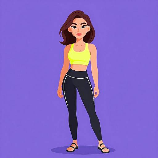 Athletic Woman in Neon Crop Top