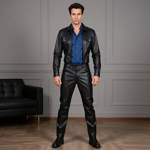 Man in Leather Shirt Costume
