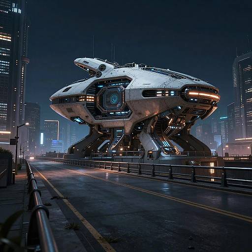 Futuristic Sci-Fi Building at Night