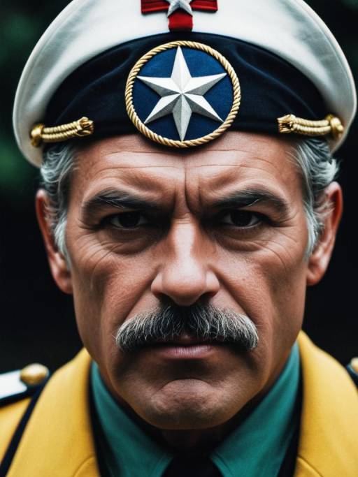 Man in Captain Chaos Military Uniform Close-Up