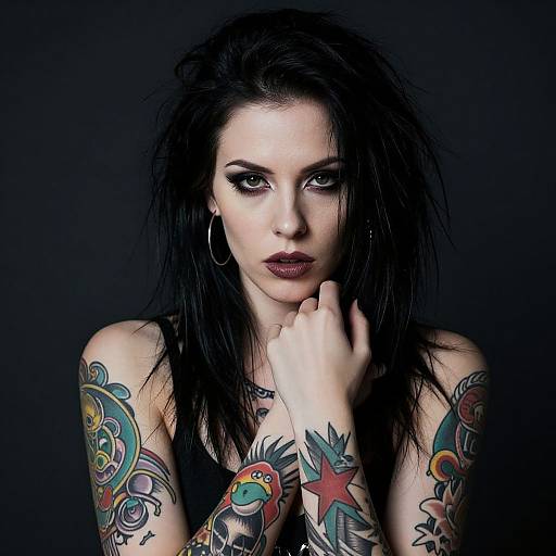 Tattooed Woman with Dark Hair