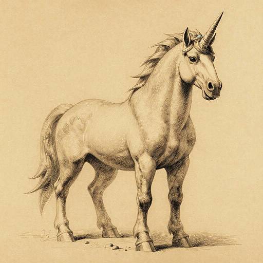 Epic Pencil Sketch of Giant Unicorn