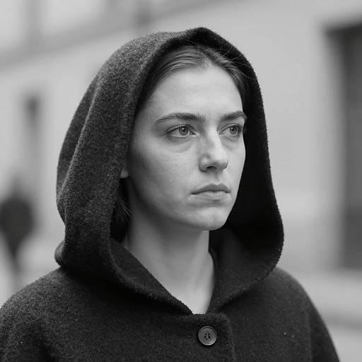 Serious Woman in Dark Cloak Photograph