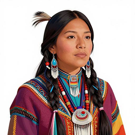 Vibrant Native American Woman Illustration