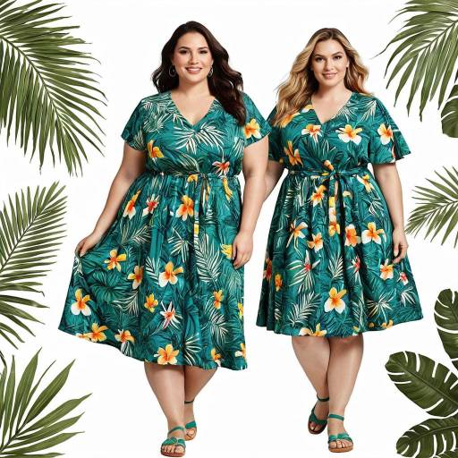 Plus-Size Tropical Print Dresses
