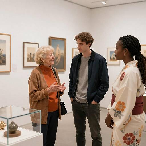 Candid Moments in a Modern Art Gallery