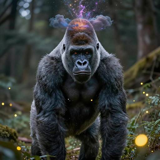 Double-Exposure Silverback Gorilla Dreamscape in Clouds