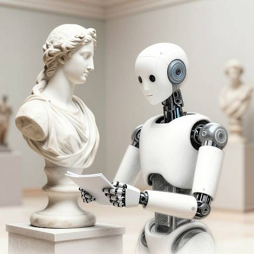 Dreamy Minimalist Robot in Museum