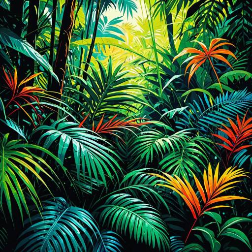 Vibrant Abstract Jungle Foliage