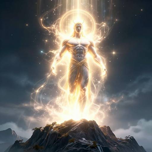 Gigachad God on Mountain Peak