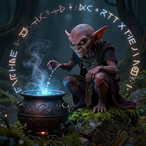 Mischievous Goblin by Magic Cauldron