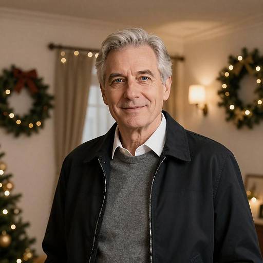 Festive Middle-Aged Man in Holiday Setting