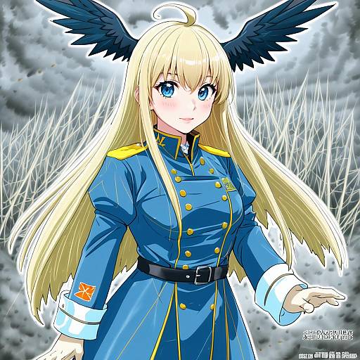 Illustration of Hanna-justina marseille, world witches series in the style of Kazetto