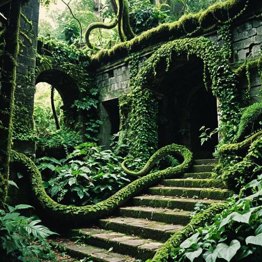 Mystical Moss Serpent in Jungle Ruins