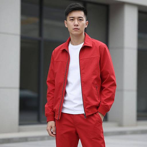Asian Man in Red Jacket
