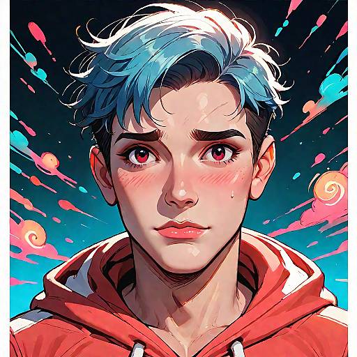 Blushing Hoodie Male Portrait with Pecs