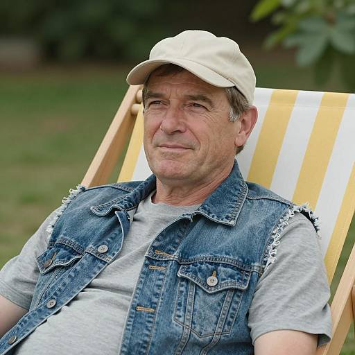 Relaxed Middle-Aged Man in Lounge Chair
