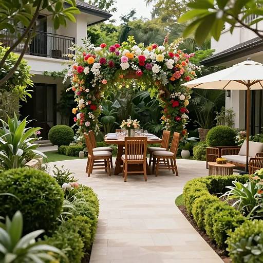 Lush Garden Terrace with Dining