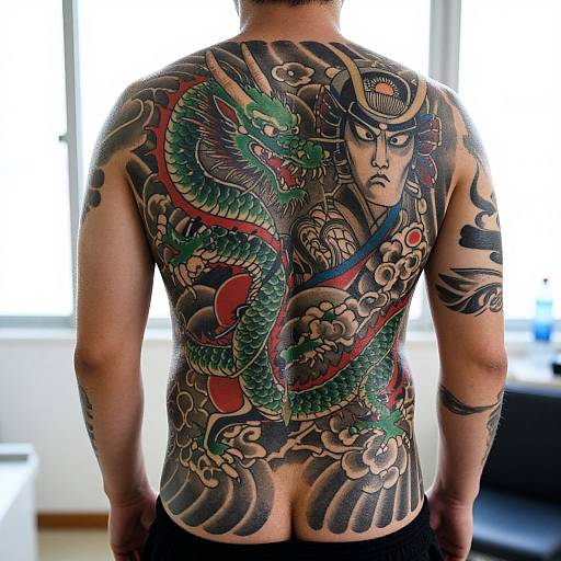 Vibrant Japanese Full-Back Tattoo