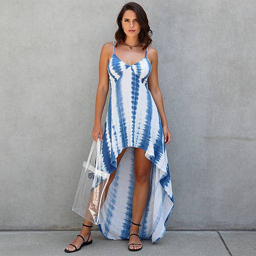 Summer Blue Tie-Dye Tunic Dress