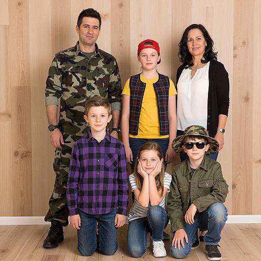 Family Group Photo with Colorful Outfits