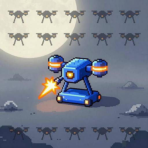 Minimalist Pixel Alien Defense Drone